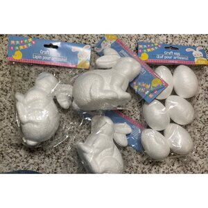 Craft Bunny and Egg Set For Easter Crafts 5" Bunny  2.76" Egg Polystyrene Foam